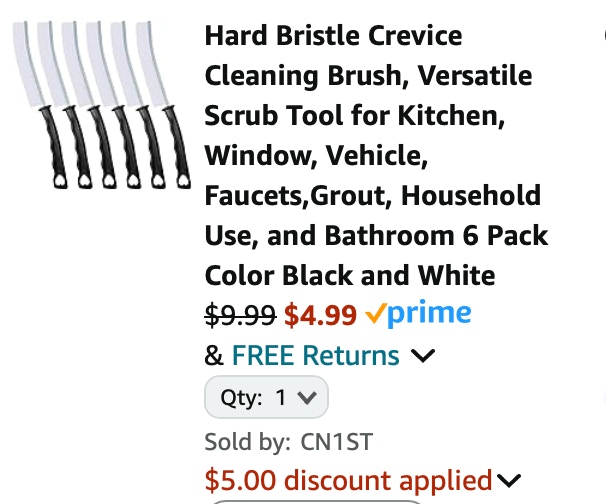 Crevice Cleaning Brush Amazon receipt