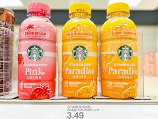 starbucks pink and paradise drinks sitting on a target shelf