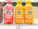 starbucks pink and paradise drinks sitting on a target shelf