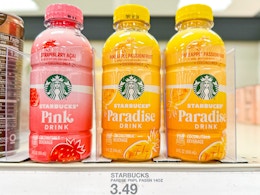 starbucks pink and paradise drinks sitting on a target shelf