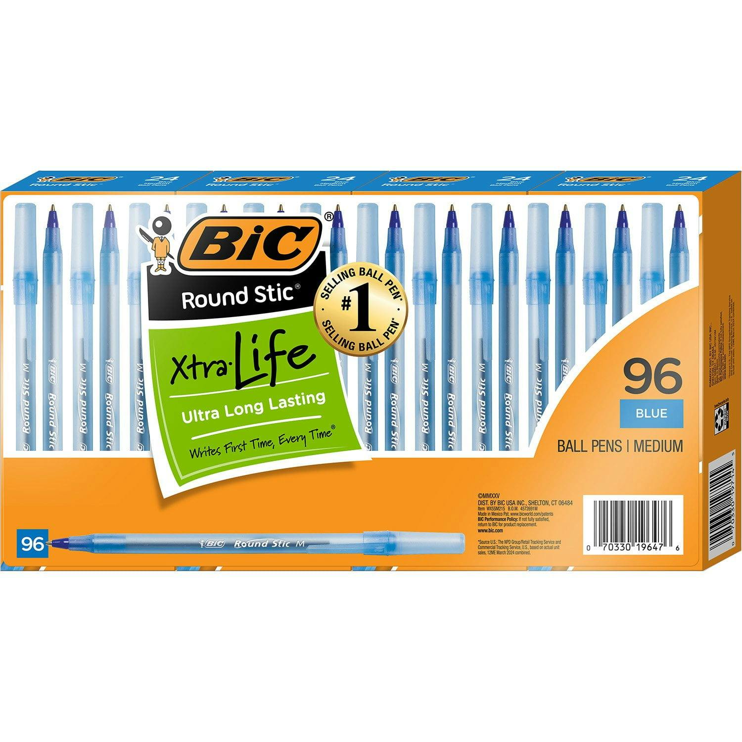 BIC Round Stic Pens 96-Pack