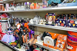 area shot of halloween decor aisle at dollar general