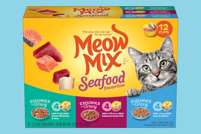 Meow Mix Seafood Wet Cat Food 12-Pack, Just $5 on Amazon card image