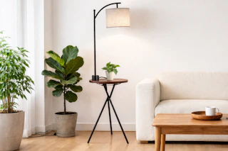 Floor Lamp with Side Table in living room