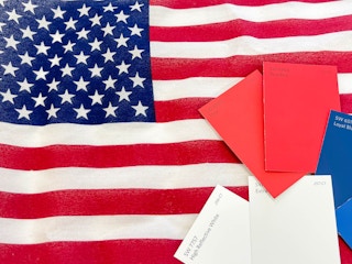 paint swatches on top of american flag