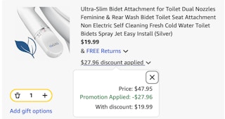 bidet Amazon receipt