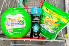 shopping cart with gain and downy