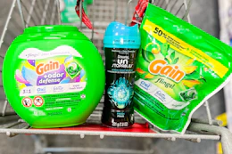 shopping cart with gain and downy