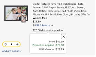 picture frame Amazon receipt