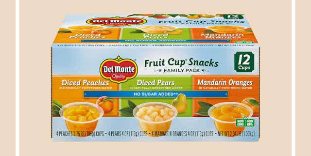 Del Monte Fruit Cups 12-Pack, as Low as $4.38 on Amazon (Reg.$7.98) card image