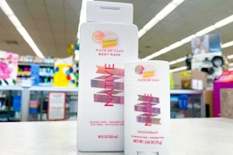 native deodorant and body wash on a shelf