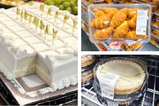 sheet cake, croissants, and cheesecake from costco bakery