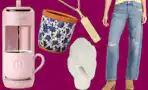 Keurig, planter, slippers, necklace & jeans (for mom)