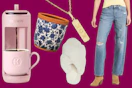 Keurig, planter, slippers, necklace & jeans (for mom)