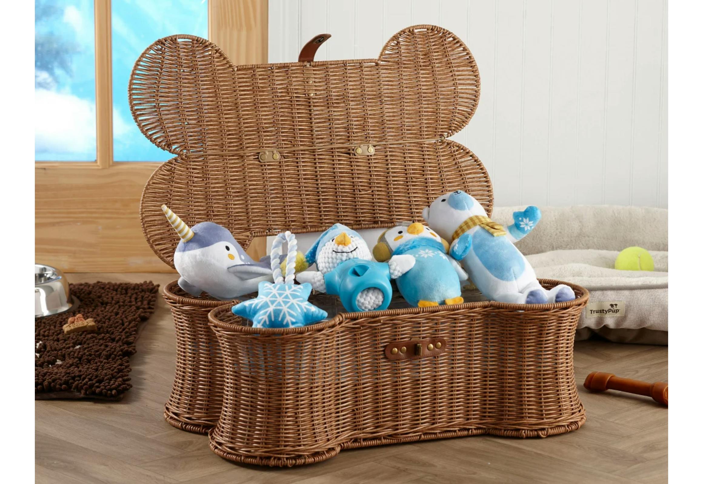 Dog Bone Basket and Dog Toy Set