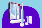 Oral-B iO Deep Clean Rechargeable Electric Powered Toothbrush on a purple background.