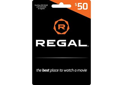 Regal Entertainment $50 Gift Card