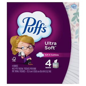 2 Puffs Facial Tissue 4-Packs