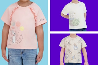 Three Petter Rabbit shorts worn by toddler models