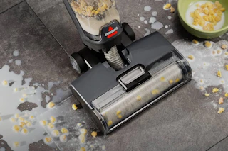 a bissell crosswave cleaning up cereal