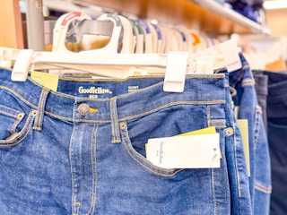 men's goodfellow & co jeans sitting on a target shelf