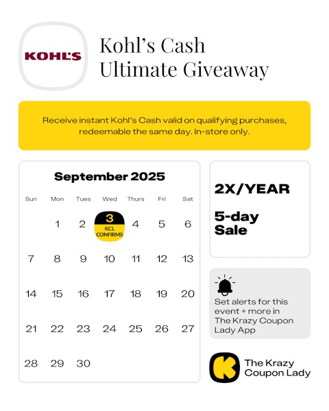 Kohl's Cash Ultimate giveaway dates 2025