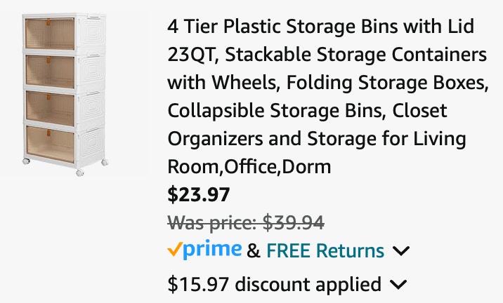 YFXCVSL Store 4 Tier Plastic Storage Bins with Lid 23QT, Stackable Storage Containers with Wheels