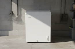 chest freezer in clean garage