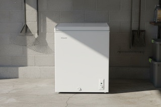 chest freezer in clean garage