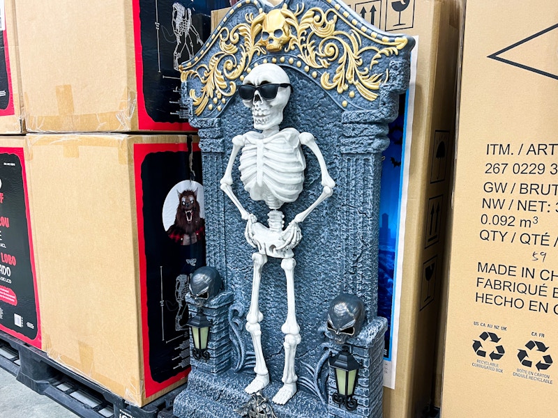 costco Animated Skeleton Tombstone with Lights and Music 1