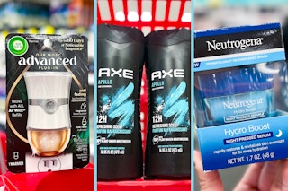 collage with air wick, axe, and neutrogena products