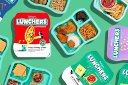 A collage of Little Spoons Lunchers on a green background