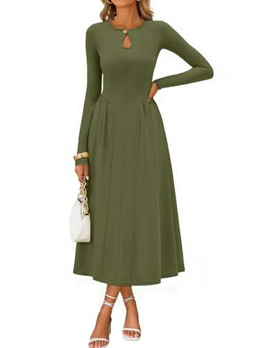 MEROKEETY Women's Long Sleeve Dress