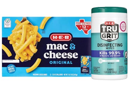 1 H-E-B Mac & Cheese + 1 Wipes