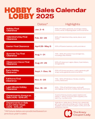 Hobby Lobby Sale Calendar 2025