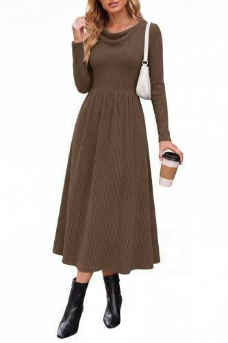 PRETTYGARDEN Women's Cowl Neck Midi Dress