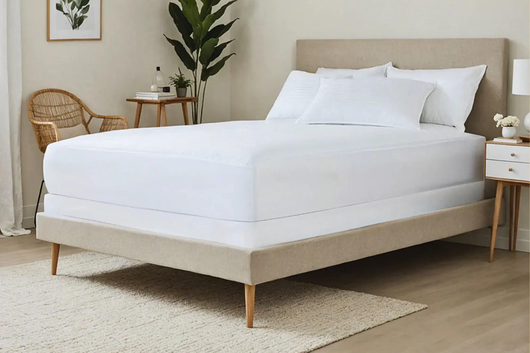 Padded mattress pad on a bed, Linens & Hutch product