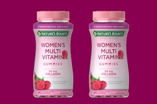natures bounty multivitamin on maroon background