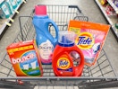 tide downy bounce laundry items in walgreens cart