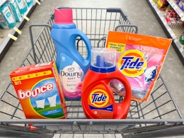 tide downy bounce laundry items in walgreens cart