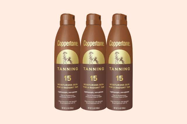 Coppertone Tanning Sunscreen 3-Pack, Just $14 With Amazon Subscribe & Save card image