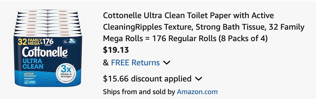 Cottonelle toilet paper Amazon receipt