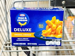 kraft deluxe mac and cheese in shopping cart