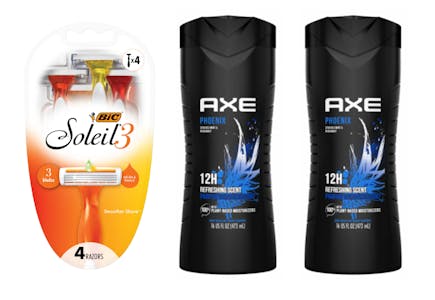 1 Bic Razors + 2 Axe Body Washes