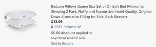 bedsure pillows Amazon receipt
