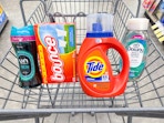 tide downy bounce laundry items in walgreens cart