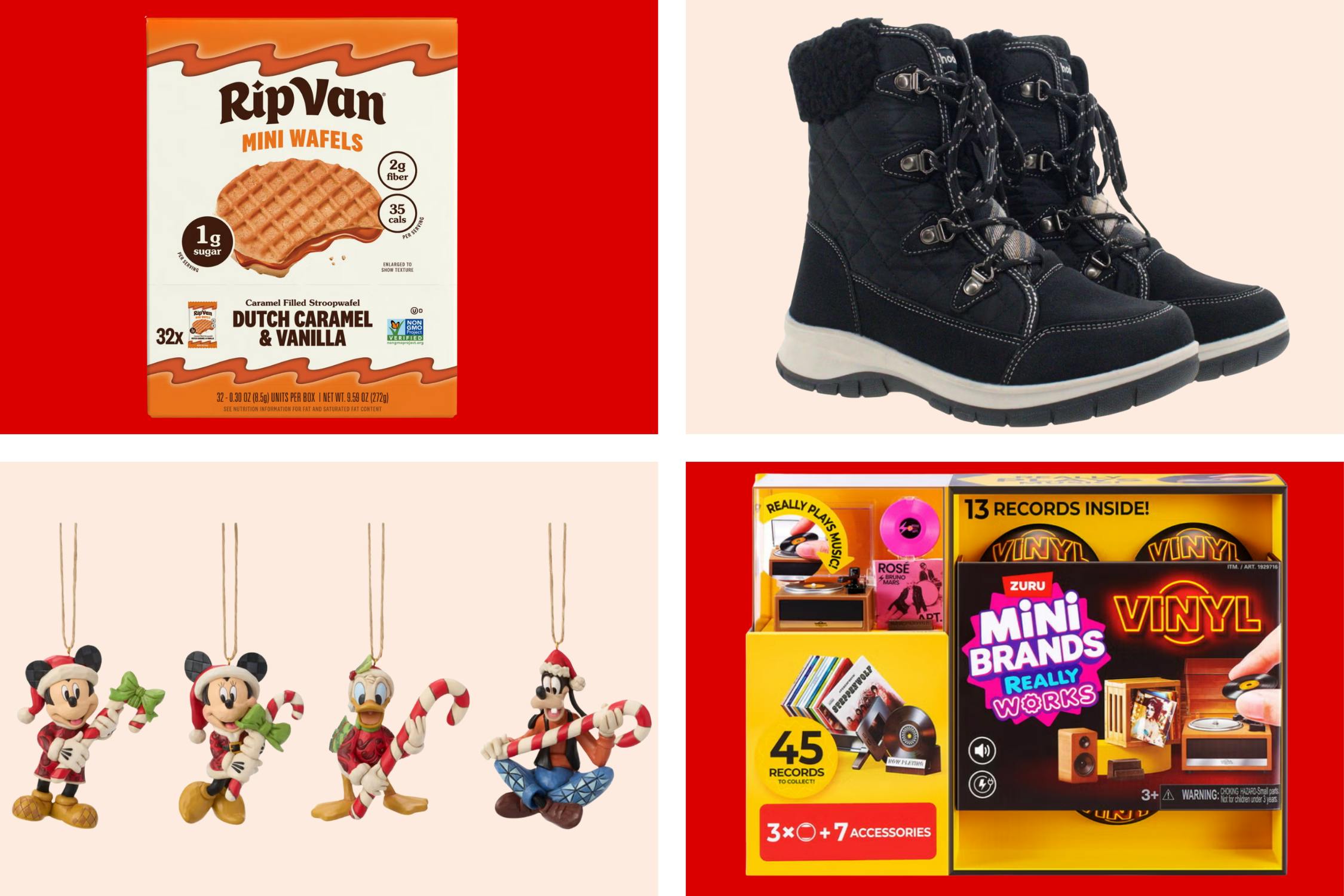 waffles boots ornaments toy collage