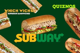 Friday Food Deals on Subs at Subway,  Quiznos, and Which Wich card image