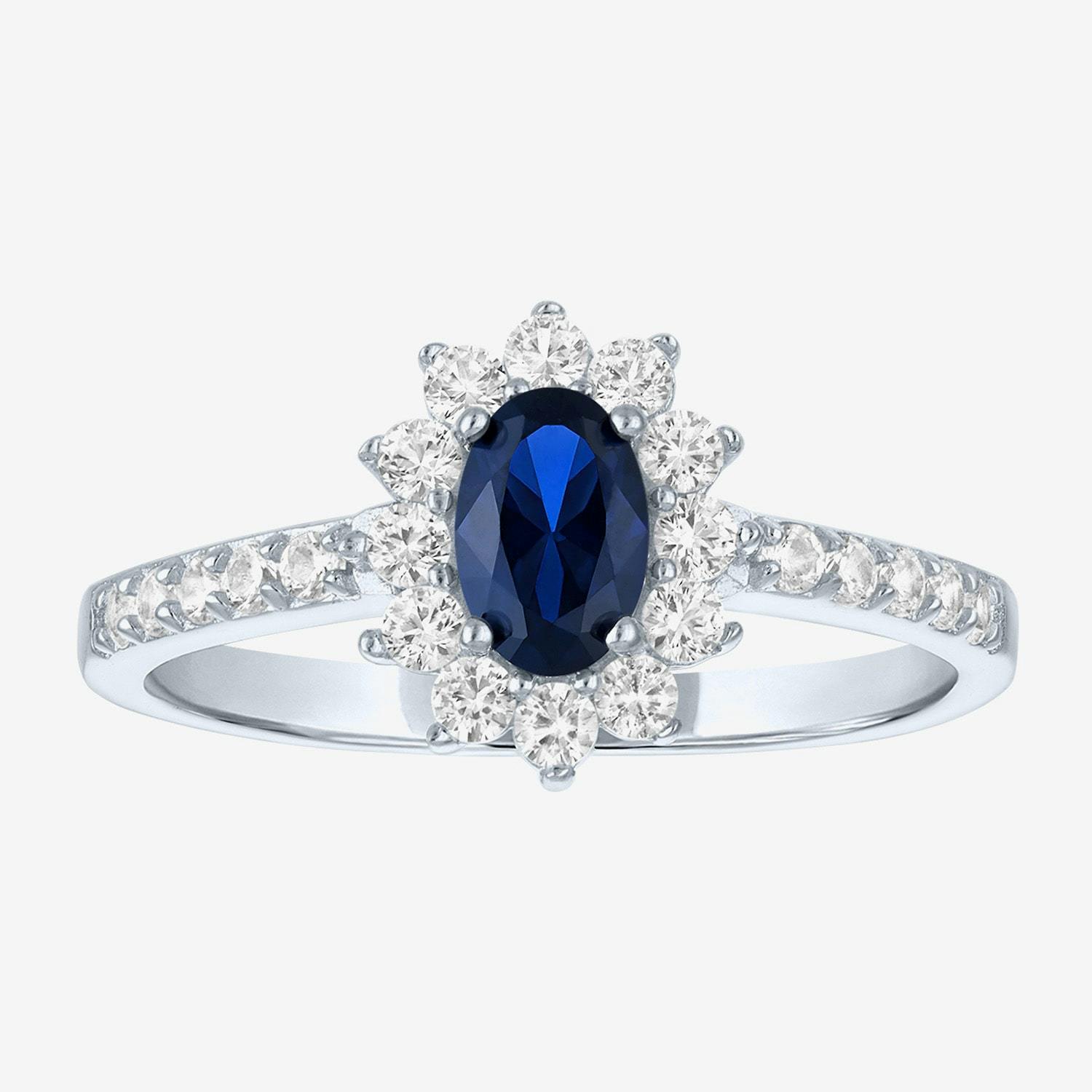 Lab Created Sapphire Halo Ring