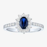 Lab Created Sapphire Halo Ring
